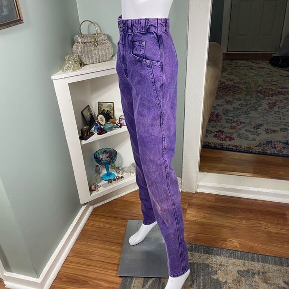 Vintage 80s 90s Wrangler Silver Lake Acid Wash Purple Jeans Western Bareback 26" - Picture 4 of 12